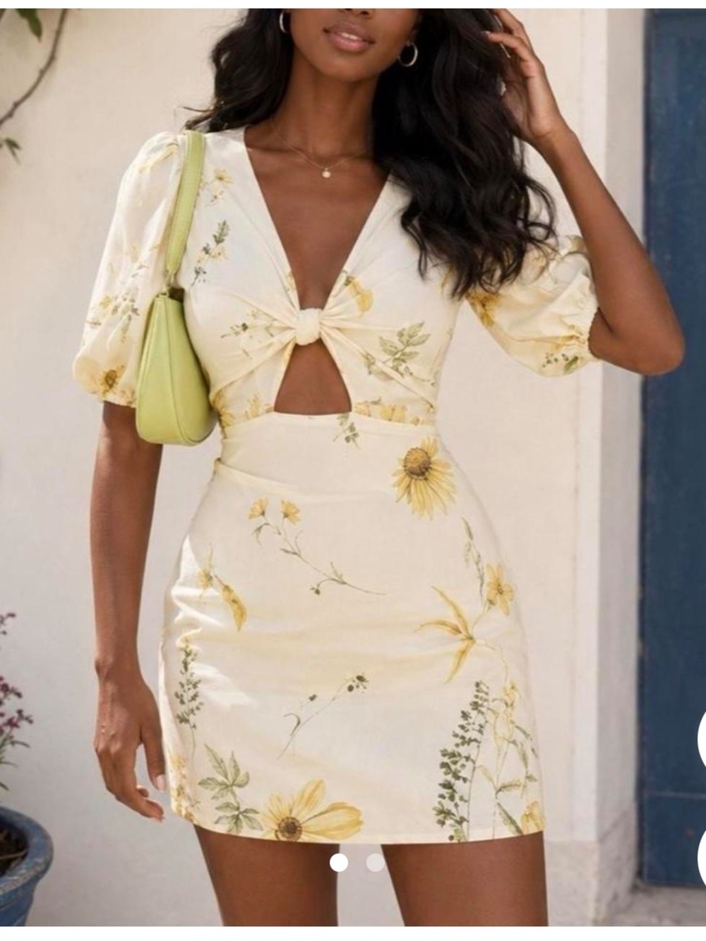 H&M Pale Yellow Floral Mini Dress